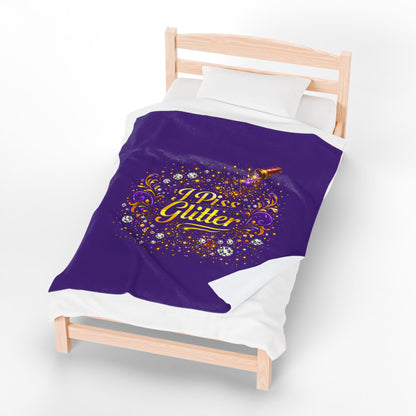 Velveteen Plush Blanket — "I Piss Glitter" Sparkle Throw for Fun, Sassy Gift