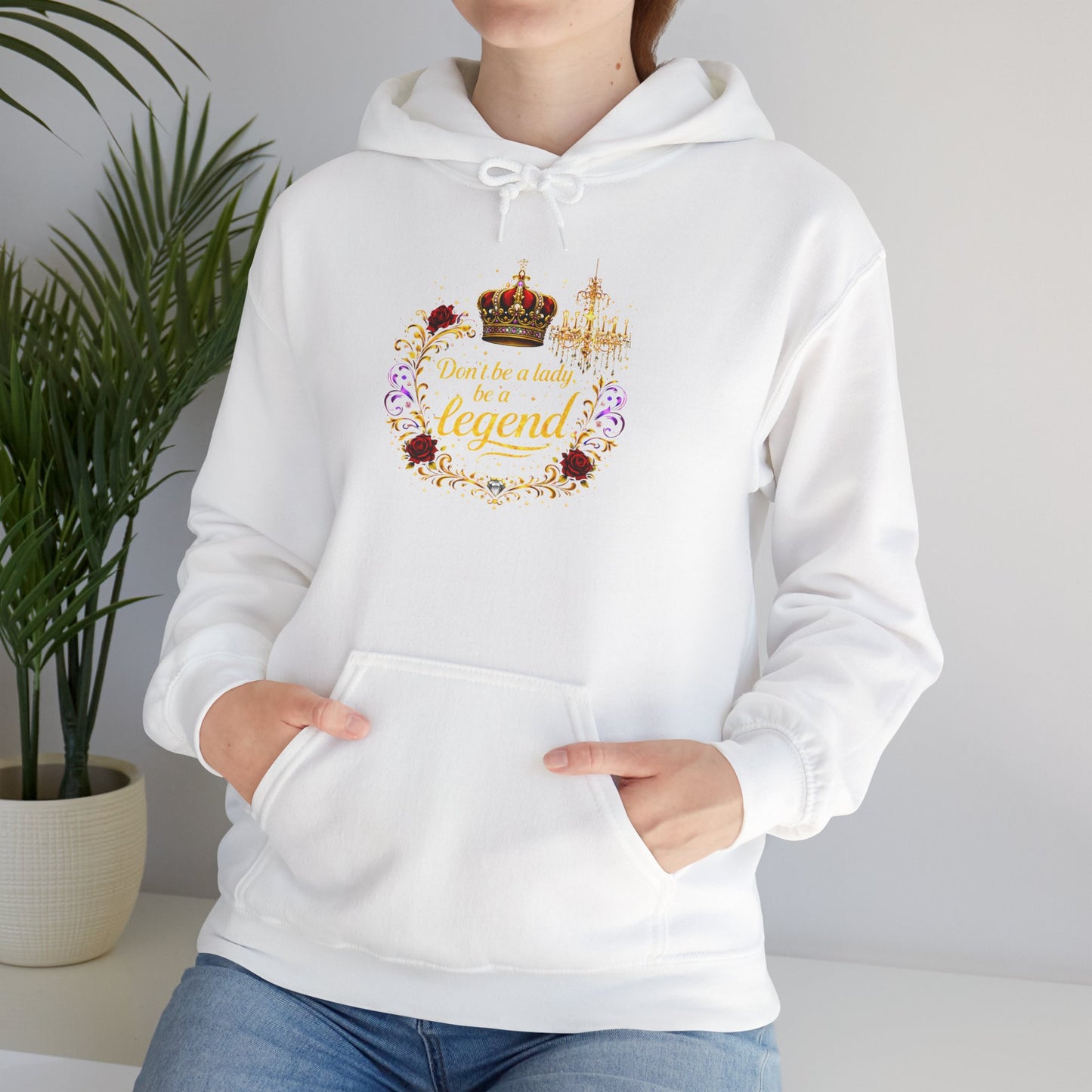 Legend Queen Crown Floral Hoodie — Regal Feminine Comfort Sweatshirt