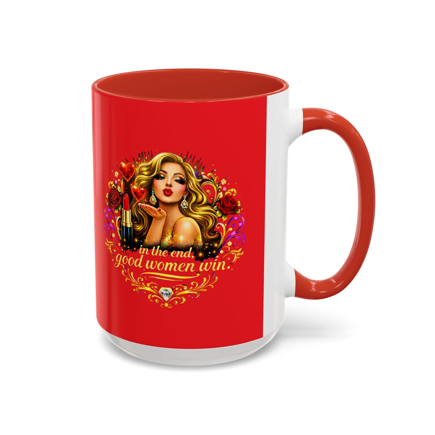 Coffee Mug — “In the End, Good Women Win” BLONDE Retro Glam Accent Mug (11/15 oz)