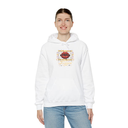 Kiss Through Bars Hoodie — Romantic Lip Print Pullover