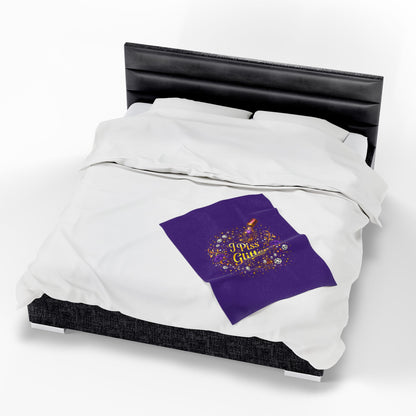Velveteen Plush Blanket — "I Piss Glitter" Sparkle Throw for Fun, Sassy Gift