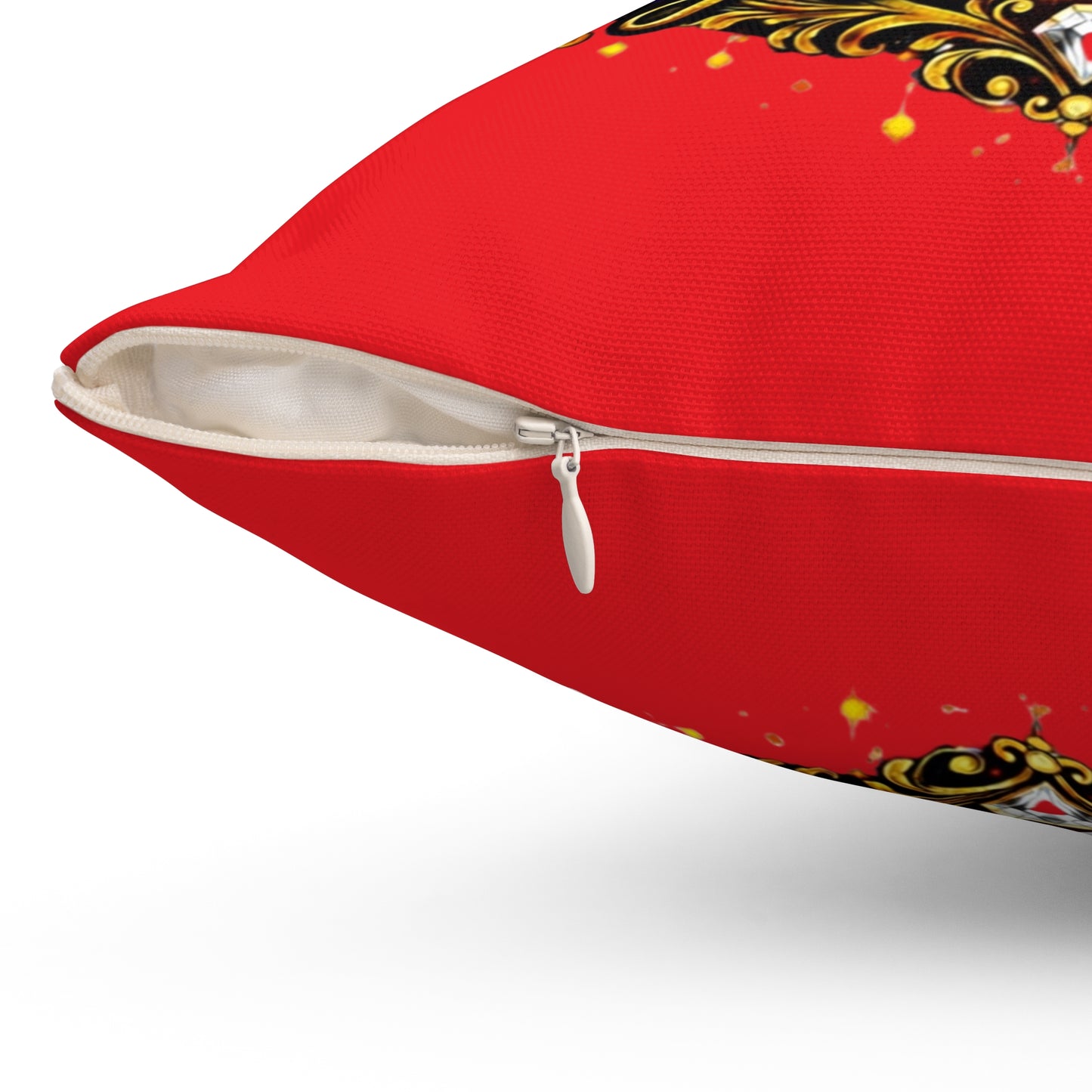 Square Pillow — 'If I'm Too Much, Go Find Less' Regal Red Decorative Pillow Blonde