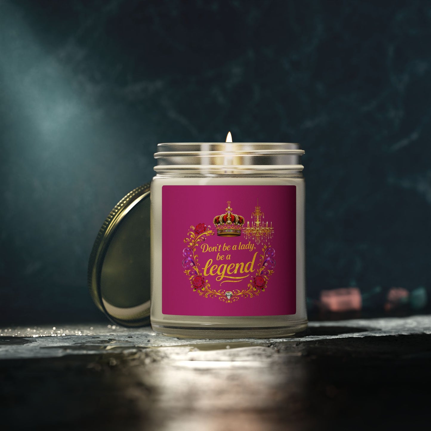 Coconut Apricot Scented Candle — "Don't Be a Lady, Be a Legend" (4oz/9oz)