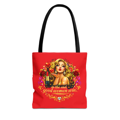 Tote Bag — "In the End, Good Women Win" Glamour Graphic Tote Blonde