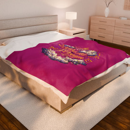Dreamy Velveteen Plush Blanket - "It Was All A Dream" Cloud & Chandelier Design