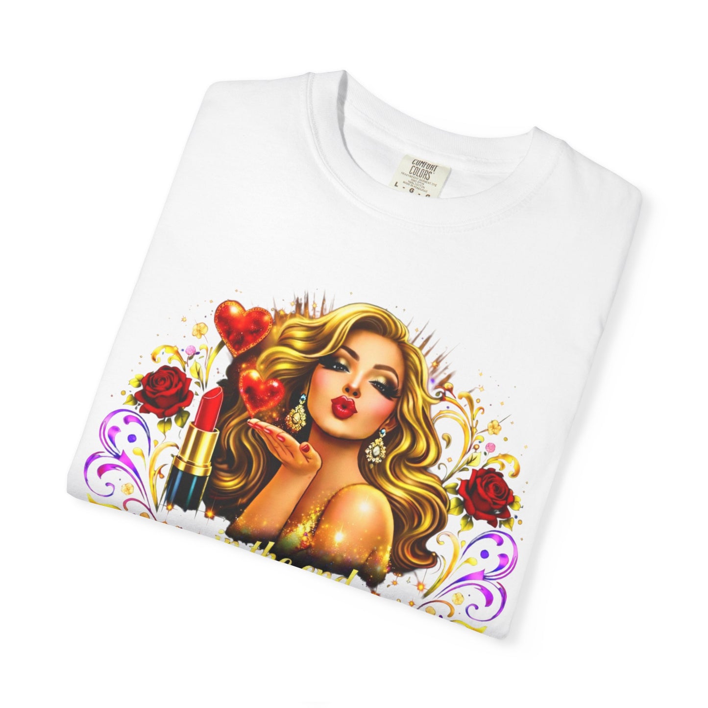 Glam Girl Graphic T‑Shirt — Vintage Pinup Lipstick Design (Good in Makeup)