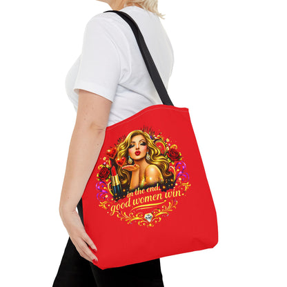 Tote Bag — "In the End, Good Women Win" Glamour Graphic Tote Blonde