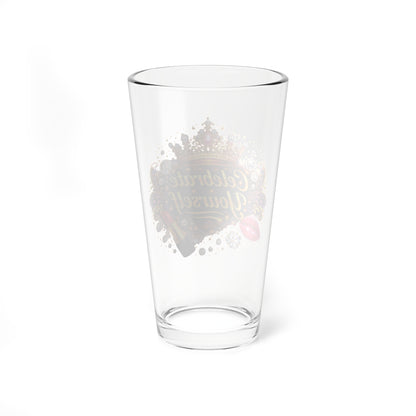 Mixing Glass — "Celebrate Yourself" Crown & Lipstick Cocktail Pint (16oz)