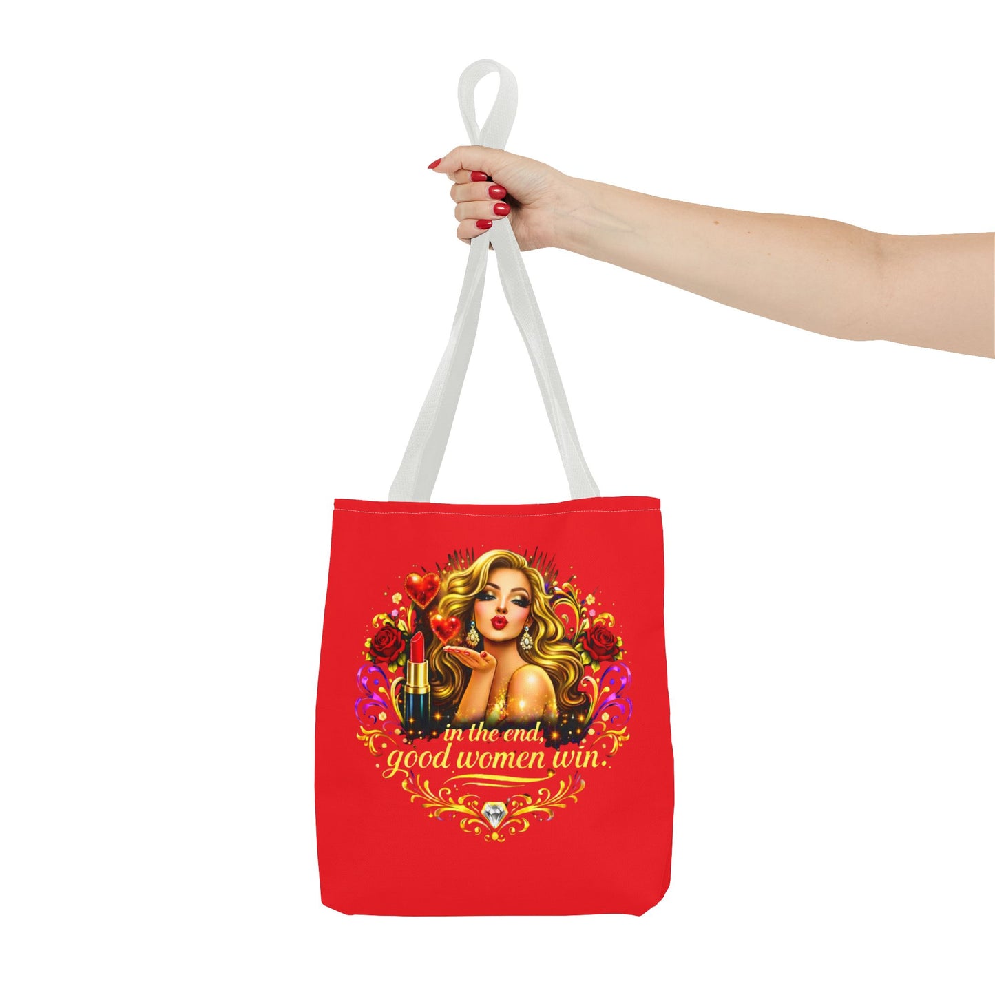 Tote Bag — "In the End, Good Women Win" Glamour Graphic Tote Blonde