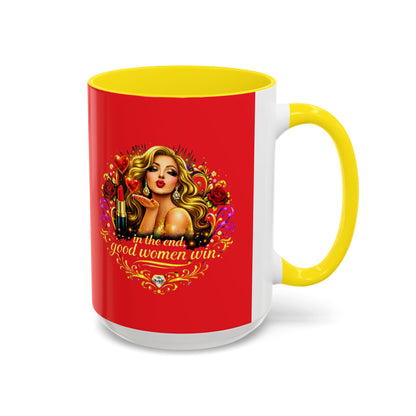 Coffee Mug — “In the End, Good Women Win” BLONDE Retro Glam Accent Mug (11/15 oz)