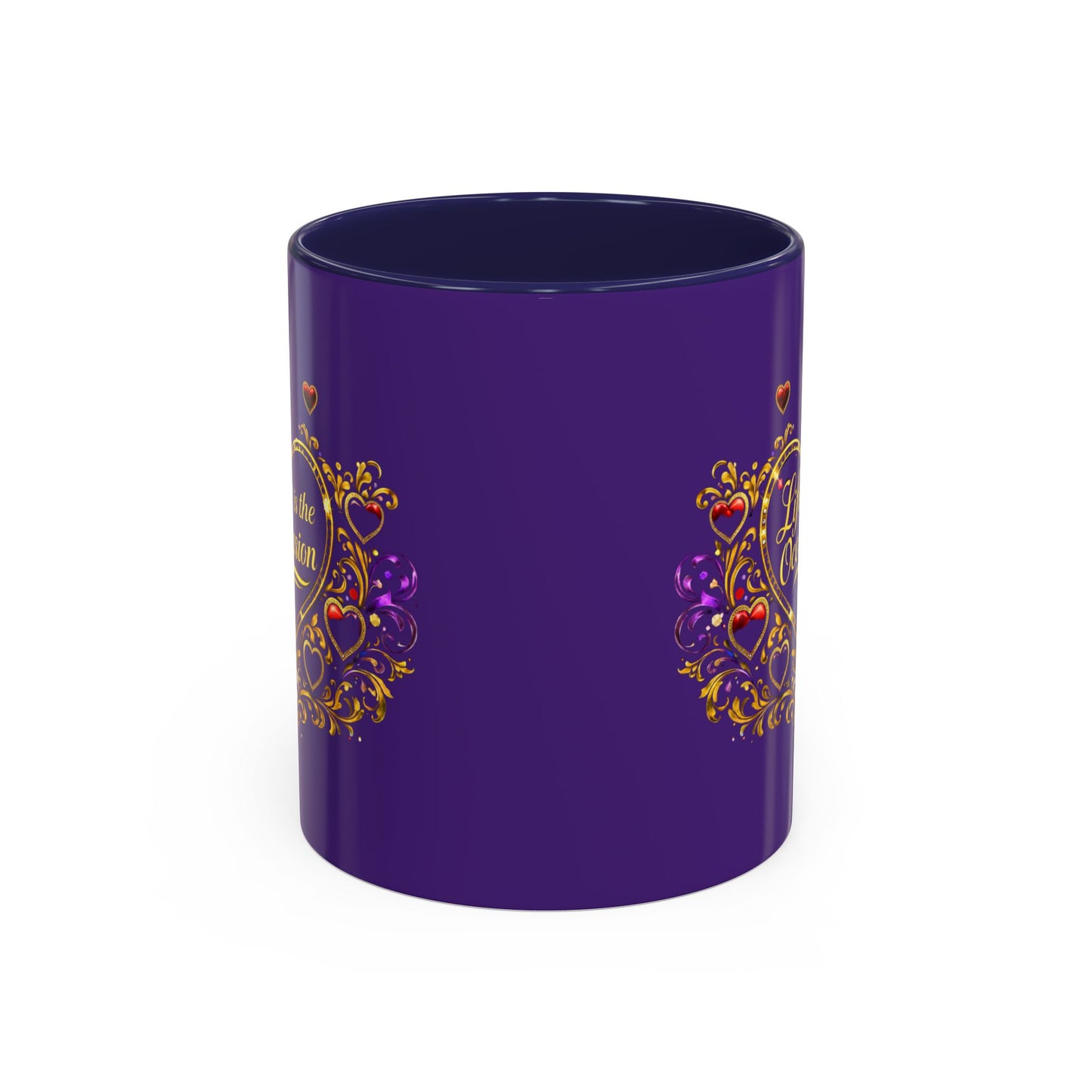 Life Is the Occasion Gold Heart Accent Coffee Mug — Inspirational Purple 11/15oz
