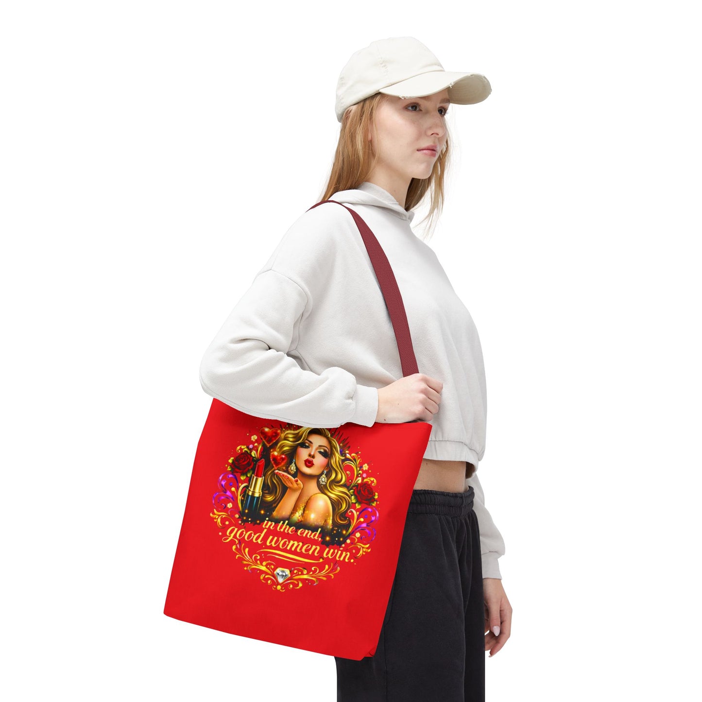 Tote Bag — "In the End, Good Women Win" Glamour Graphic Tote Blonde