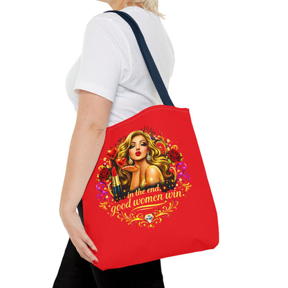 Tote Bag — "In the End, Good Women Win" Glamour Graphic Tote Blonde