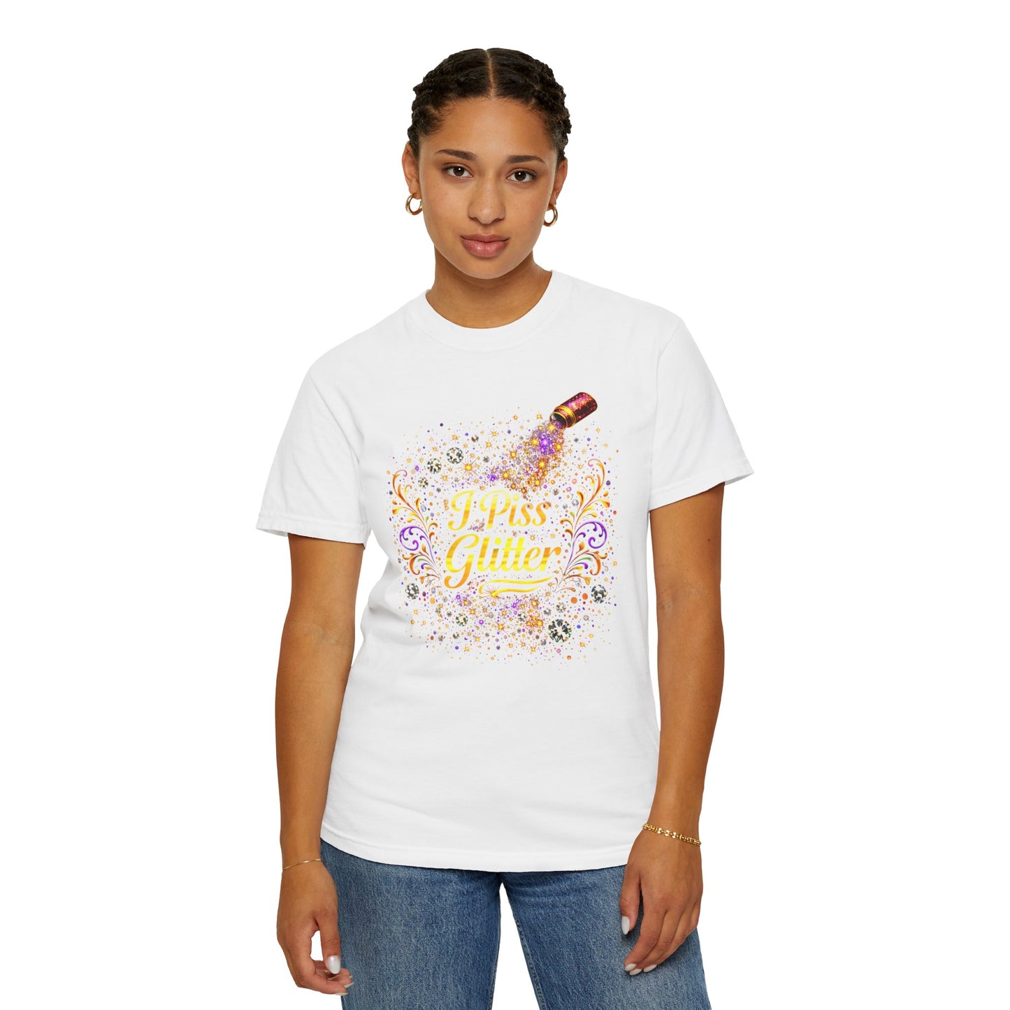 T-Shirt — 'Press Glitter' Sparkle Cosmetic Makeup Tee