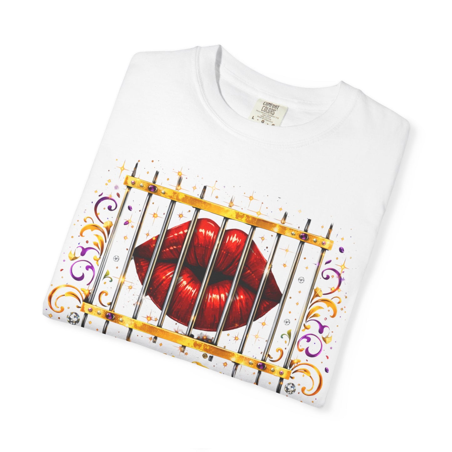 Graphic T-Shirt — Red Lips Behind Bars "My Ex Resides in Spiritual Jail"